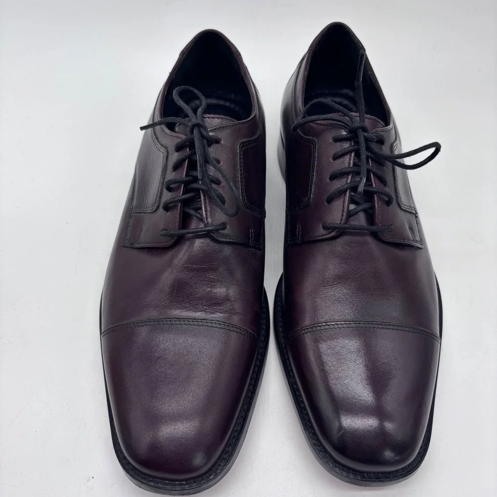 Johnston & Murphy Brown Men 9.5W Leather Cap Oxford Leather Toe Dress Derby Shoe